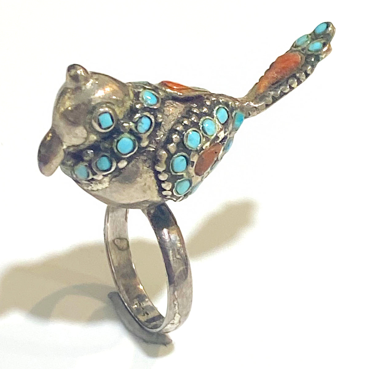Turquoise and Coral Clip On Earrings and Ring