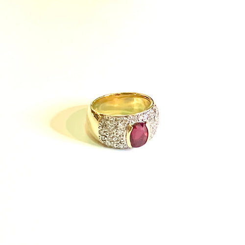 18ct Yellow Gold Ruby and Diamond Ring