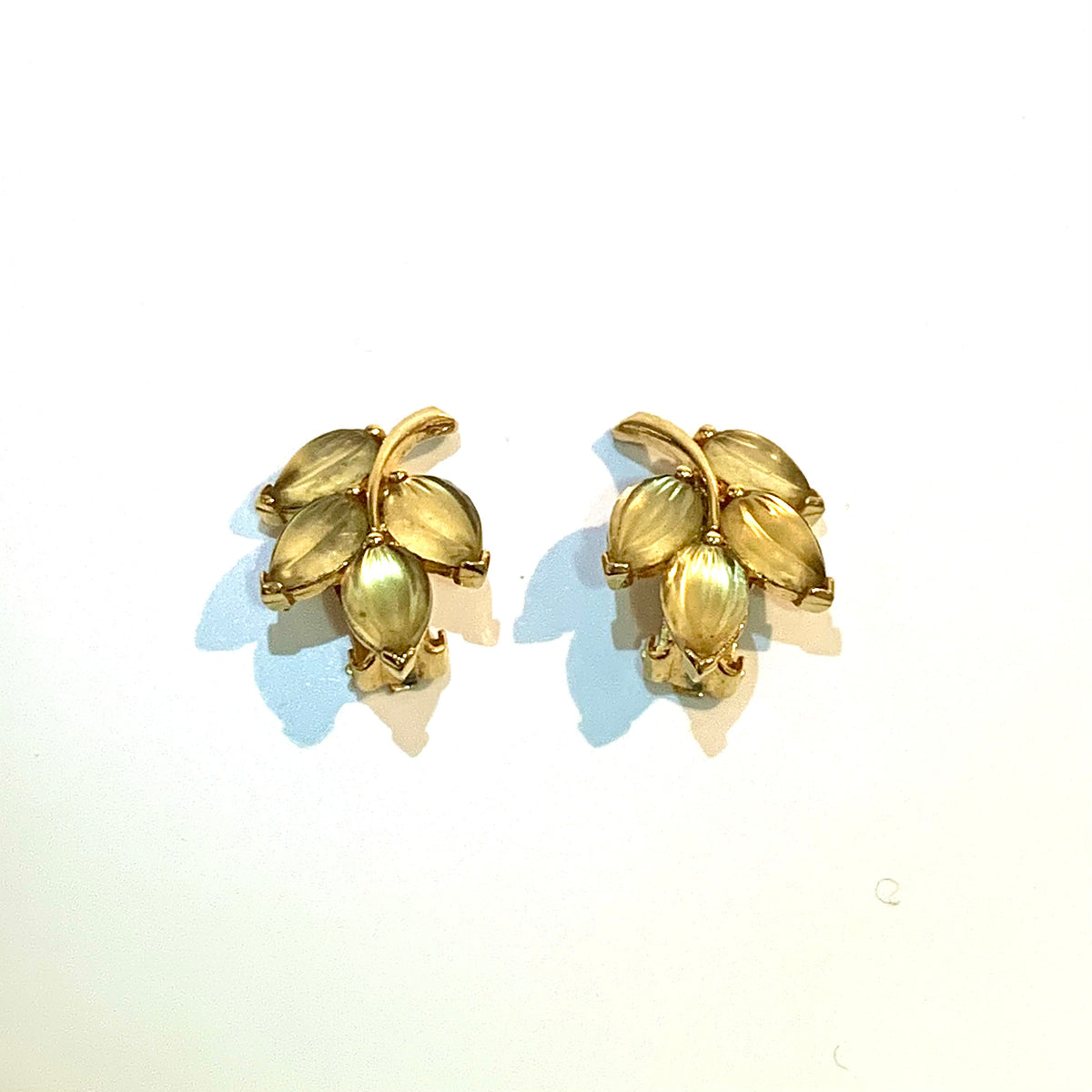 Costume Leaf Branch Earrings Vintage 1950 Clip on Earrings