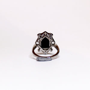 9ct White Gold Black Sapphire and Diamond Ring