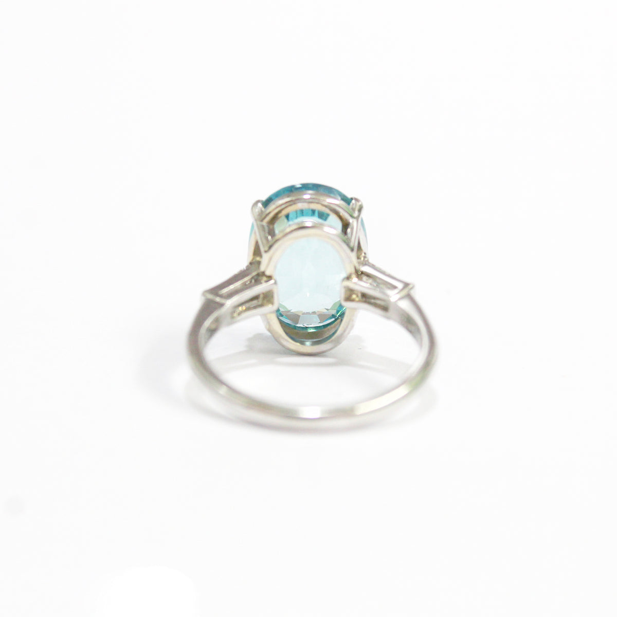 Vintage Platinum Blue Zircon and Diamond Dress Ring