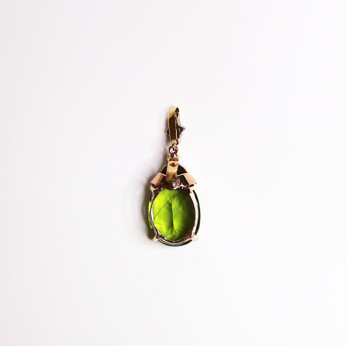 Antique 9ct Yellow Gold Peridot and Diamond Pendant