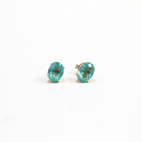 18ct Yellow Gold Blue Tourmaline Stud Earrings