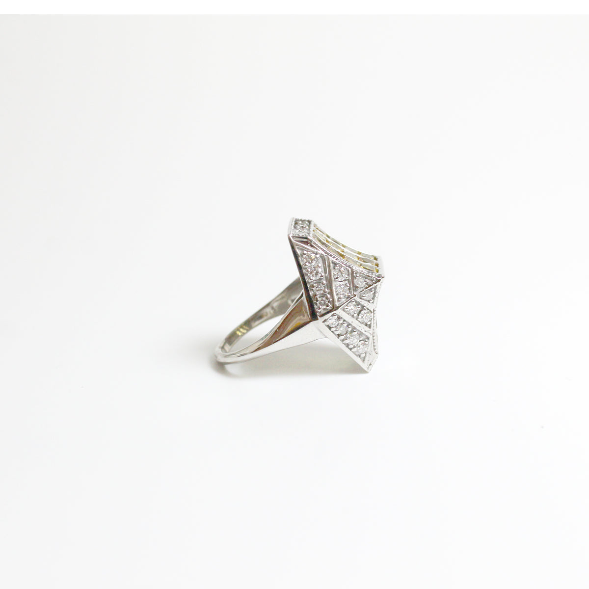 Princess Cut Yellow Sapphire and Diamond Ring