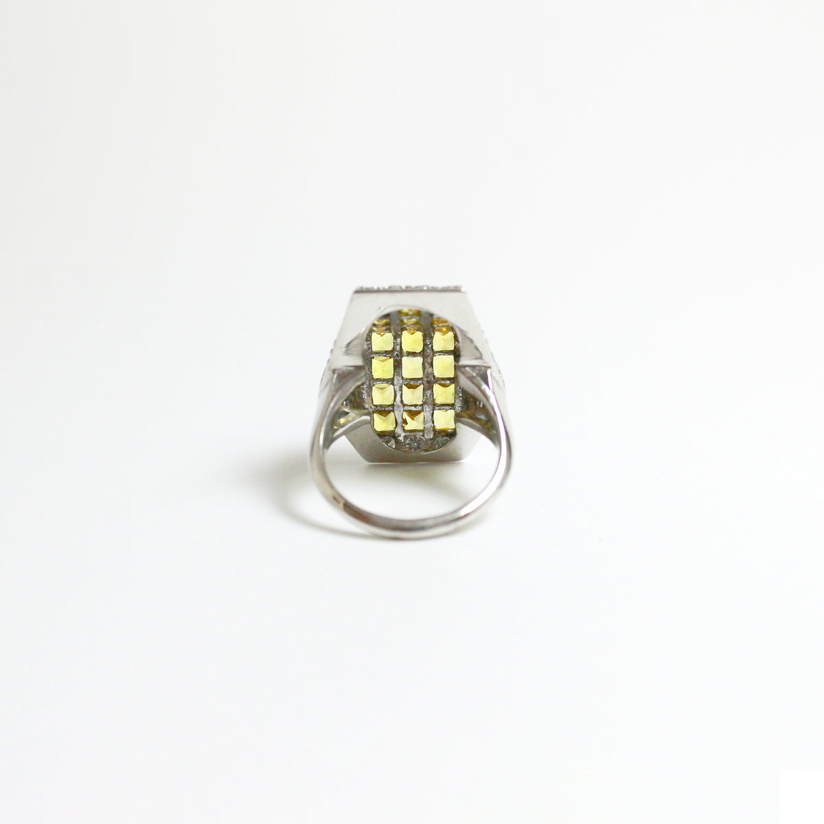 Princess Cut Yellow Sapphire and Diamond Ring