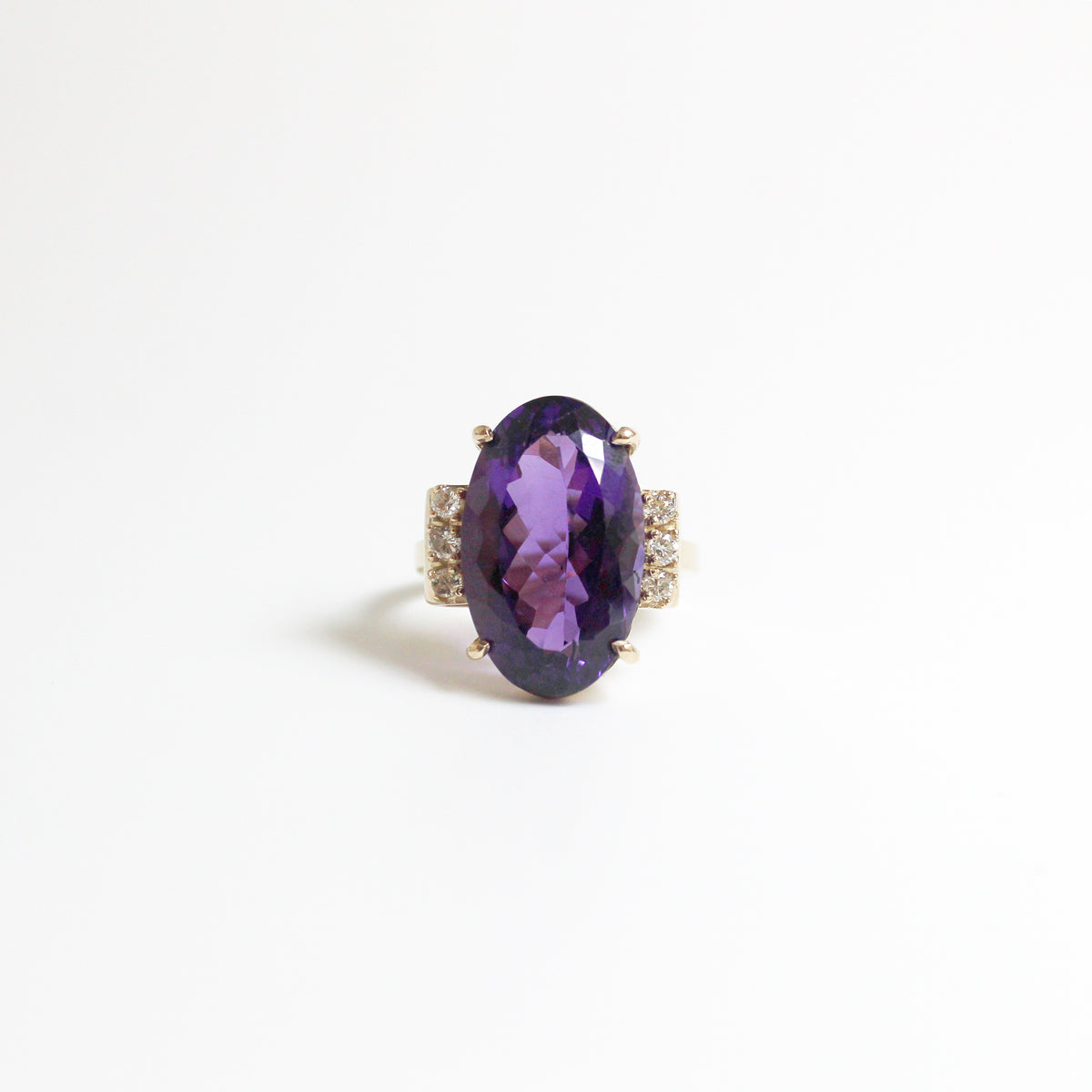 9ct Rose Gold 10ct Amethyst and Diamond Cocktail Ring