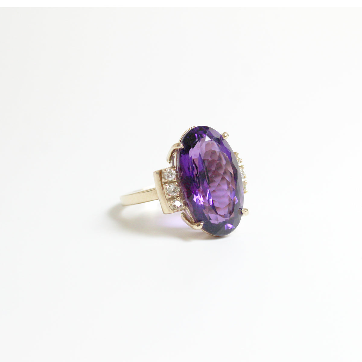 9ct Rose Gold 10ct Amethyst and Diamond Cocktail Ring