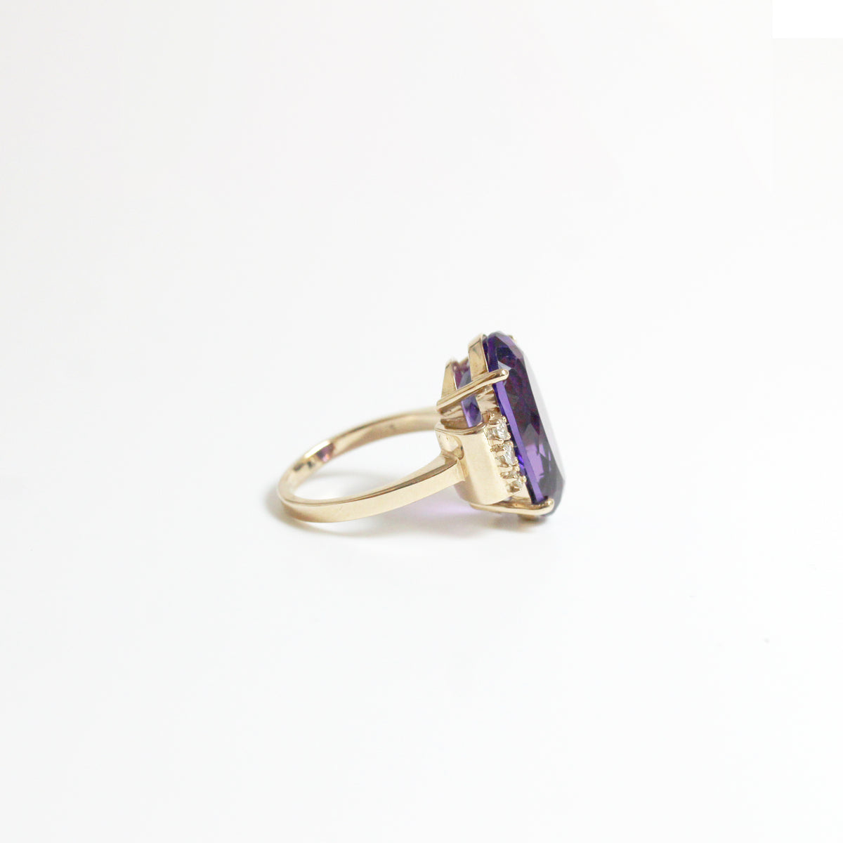 9ct Rose Gold 10ct Amethyst and Diamond Cocktail Ring