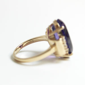 9ct Rose Gold 10ct Amethyst and Diamond Cocktail Ring