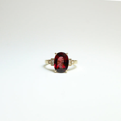 9ct Yellow Gold 3.40ct Garnet and Diamond Dress Ring