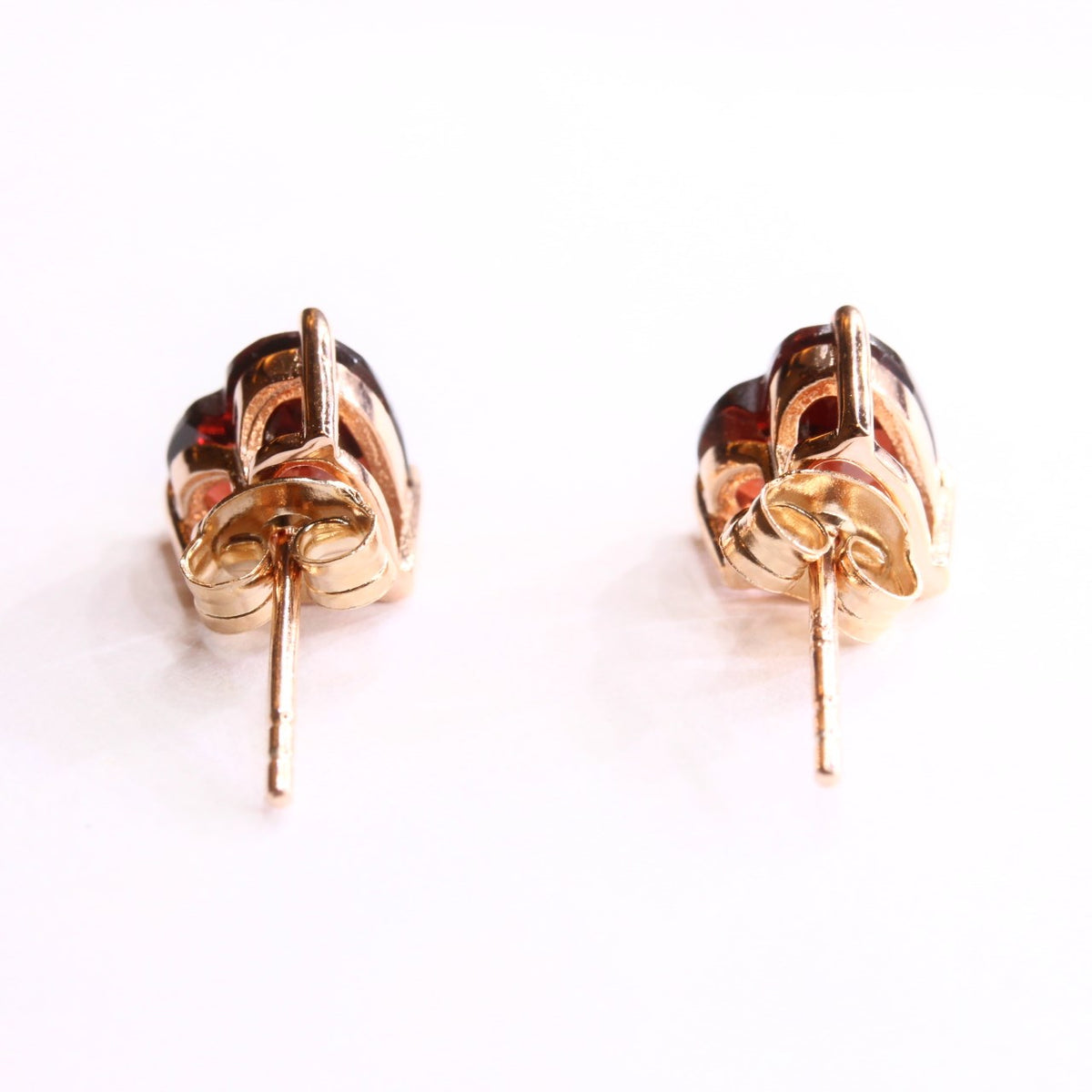 Sterling Silver Rose Gold Plated Heart Cut Garnet Studs