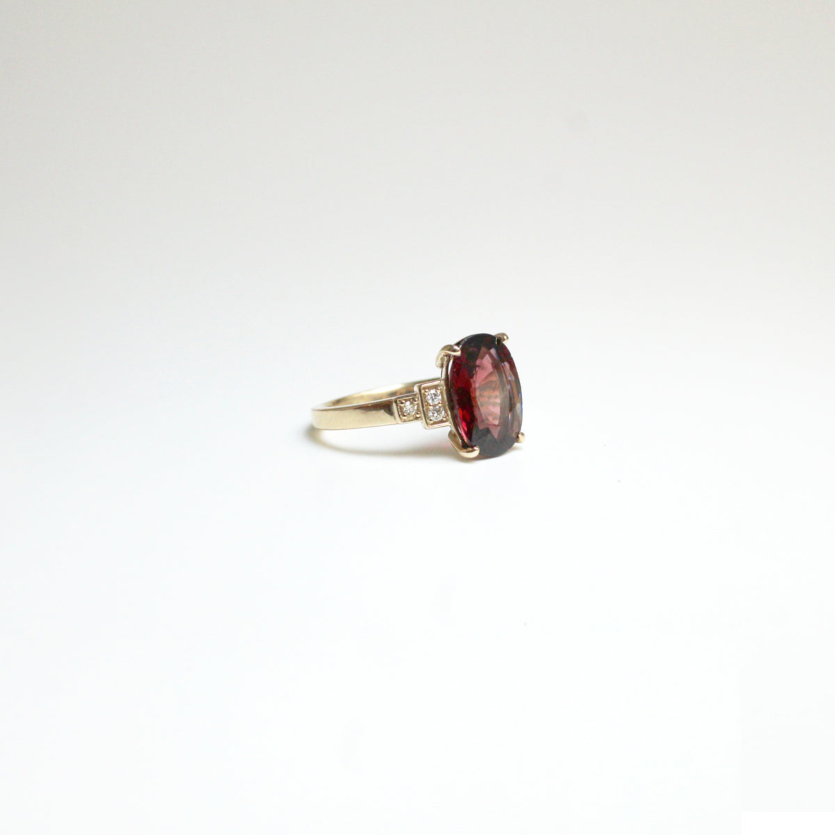 9ct Yellow Gold 3.40ct Garnet and Diamond Dress Ring