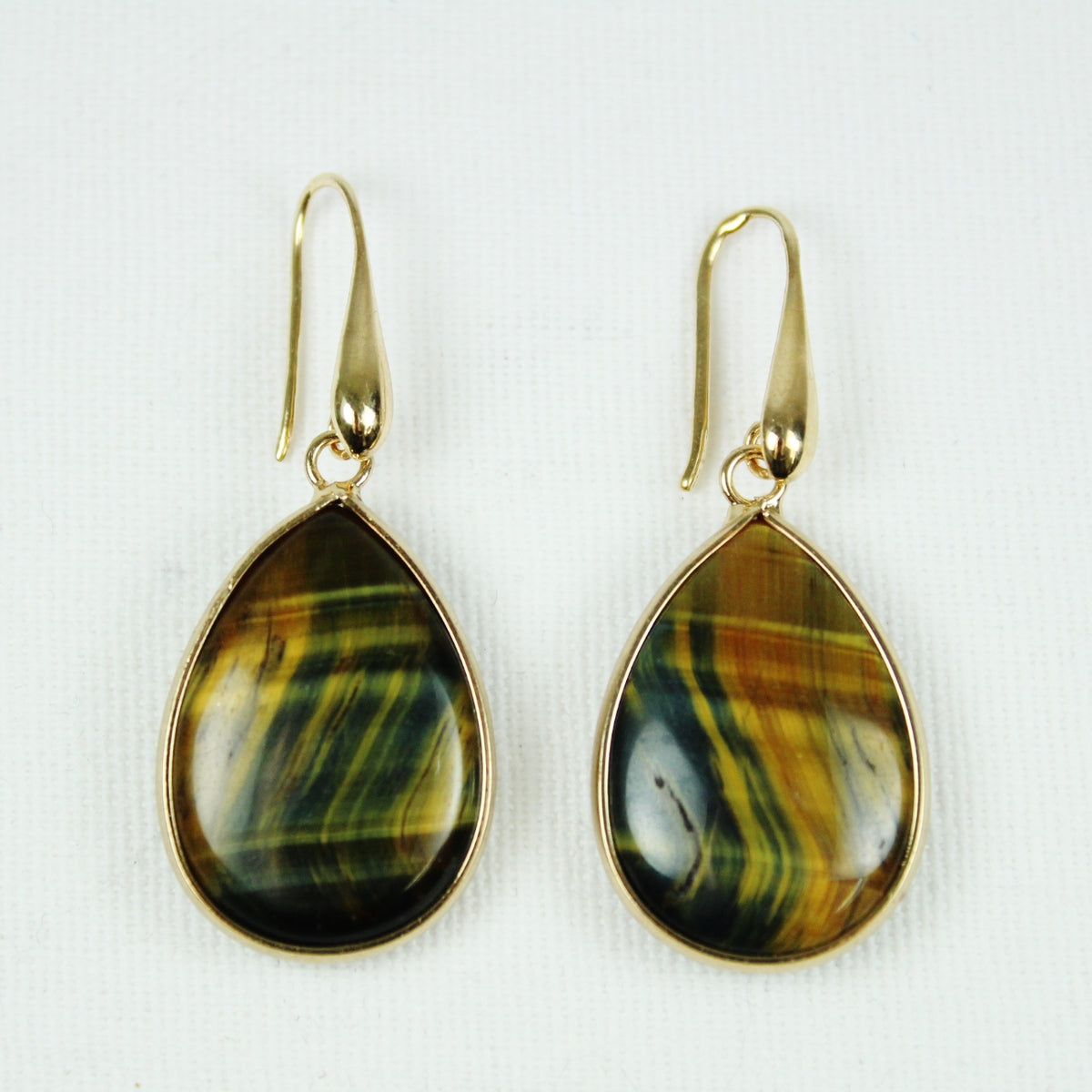 Rose Gold Plated Tigers Eye Dangle Earrings
