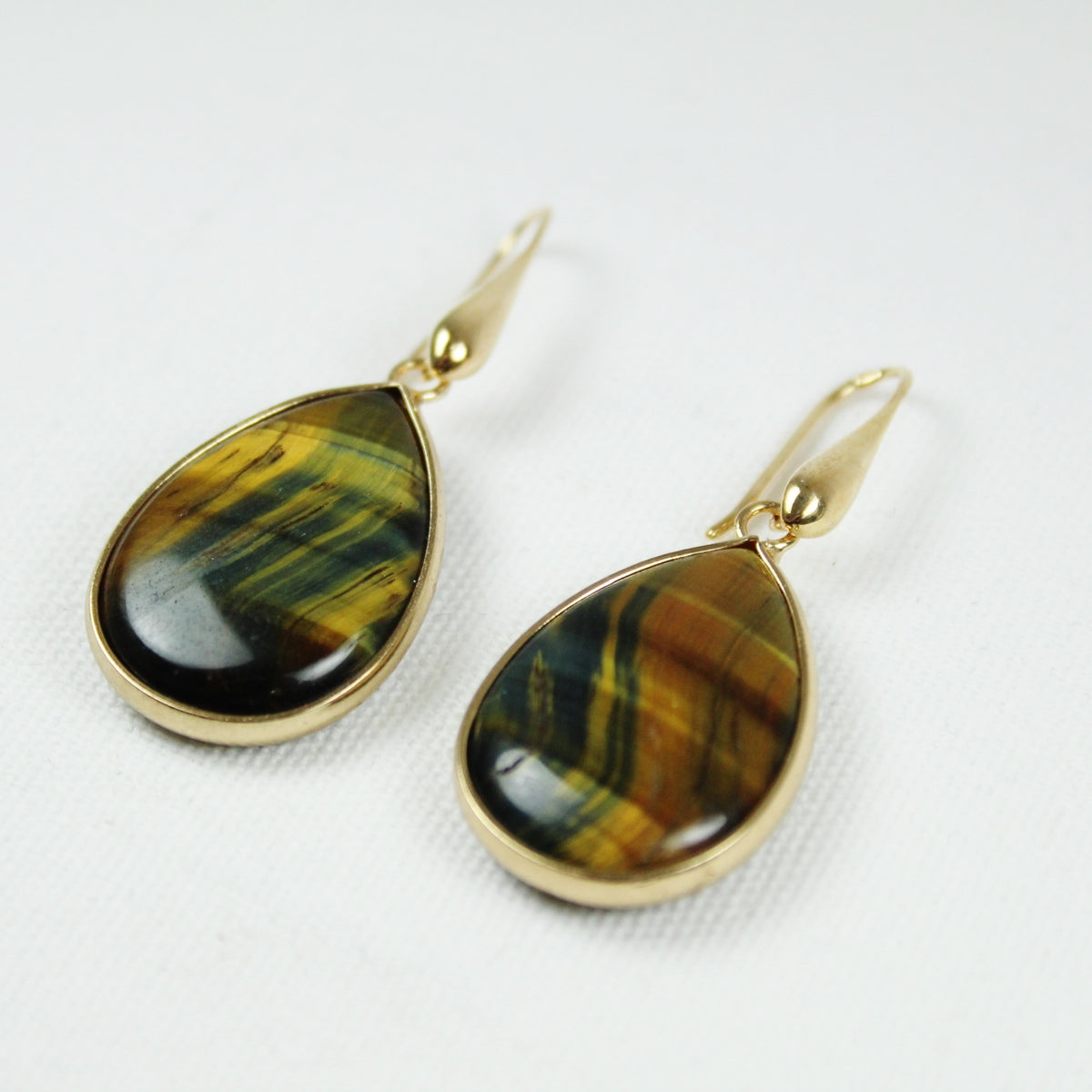 Rose Gold Plated Tigers Eye Dangle Earrings