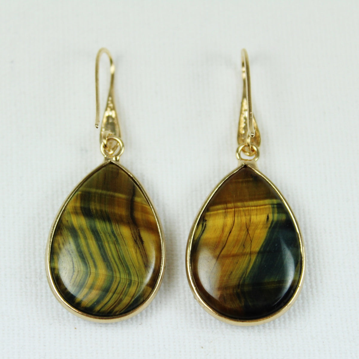 Rose Gold Plated Tigers Eye Dangle Earrings
