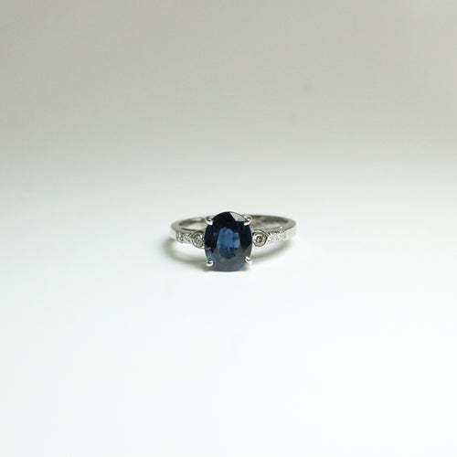 9ct White Gold 3.05ct Australian Sapphire and Diamond Ring