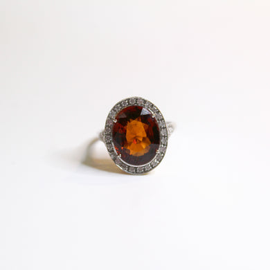 Hessonite Garnet and Diamond Dress Ring