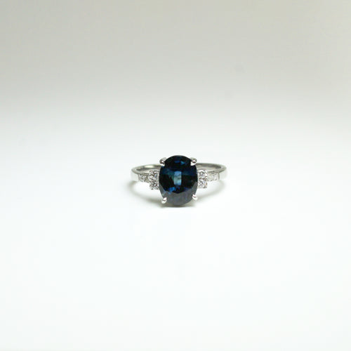 9ct White Gold 2.53ct Australian Sapphire and Diamond Ring