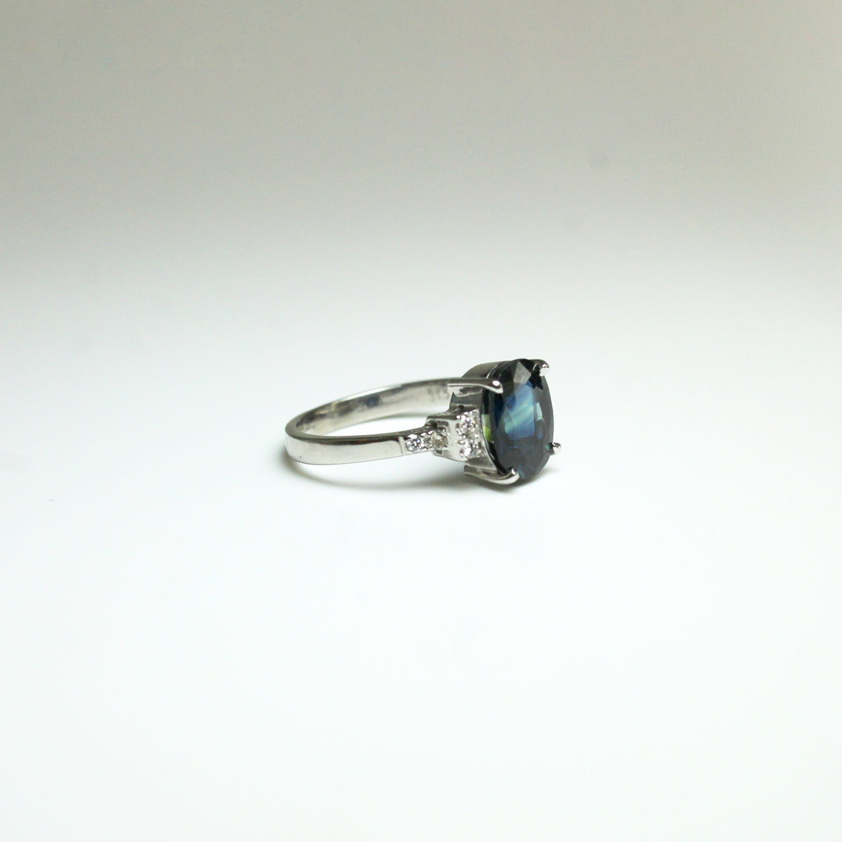 9ct White Gold 2.53ct Australian Sapphire and Diamond Ring