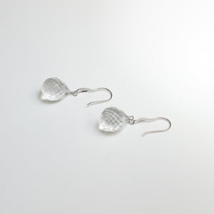 Sterling Silver Faceted Rock Crystal Hook Drop Earrings