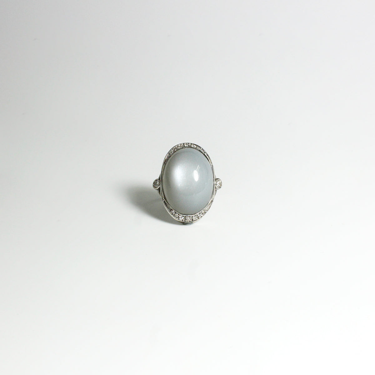 Grey Moonstone and Diamond Dress Ring