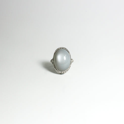 Grey Moonstone and Diamond Dress Ring