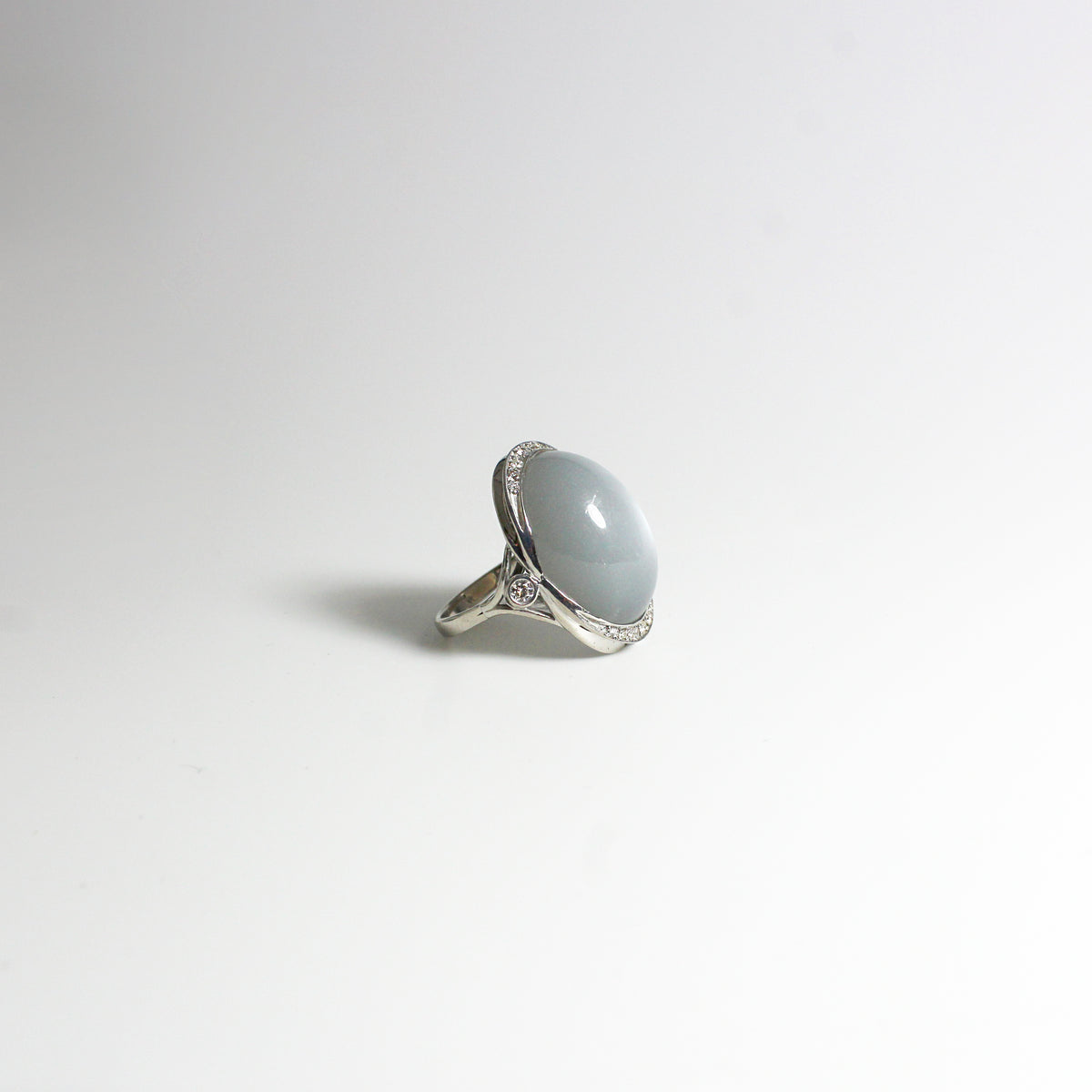 Grey Moonstone and Diamond Dress Ring