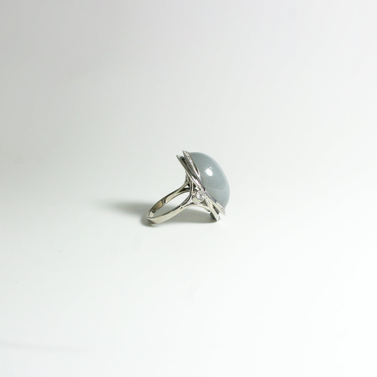 Grey Moonstone and Diamond Dress Ring
