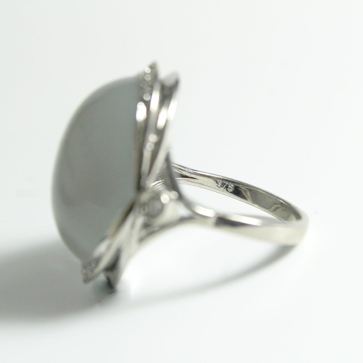Grey Moonstone and Diamond Dress Ring