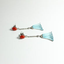 Momo Coral, Swiss Blue Topaz and Diamond Earrings