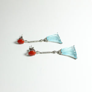 Momo Coral, Swiss Blue Topaz and Diamond Earrings