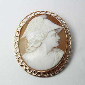 9ct Rose Gold Mercury Conch Shell Cameo Brooch