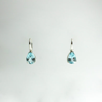 Sterling Silver 3.83ct Blue Topaz Hook Drop Earrings