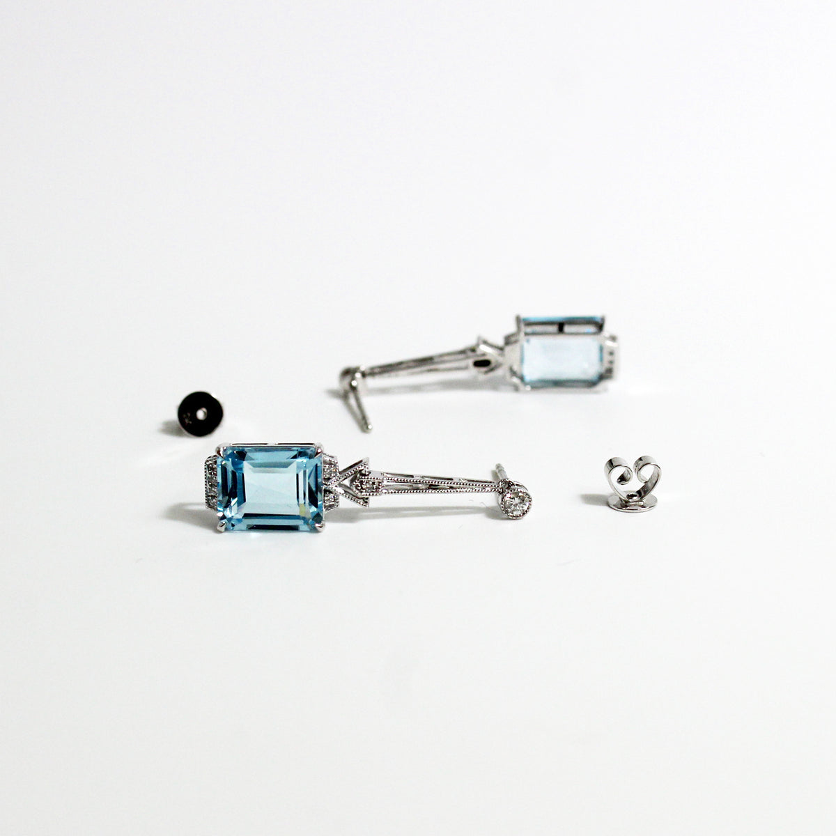 Swiss Blue Topaz and Diamond Drop Earrings