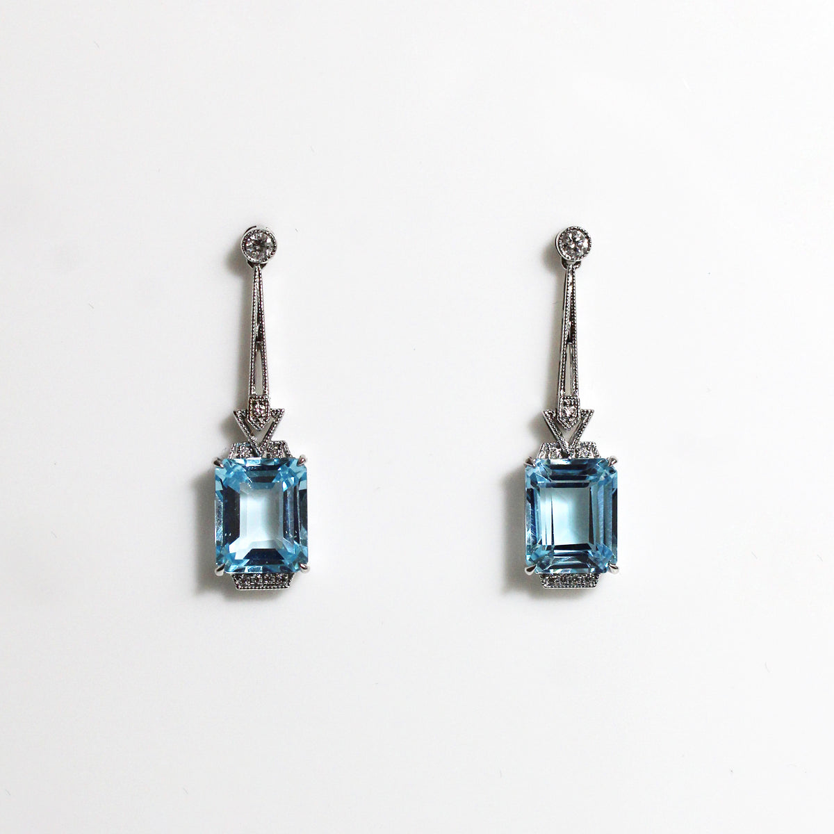 Swiss Blue Topaz and Diamond Drop Earrings