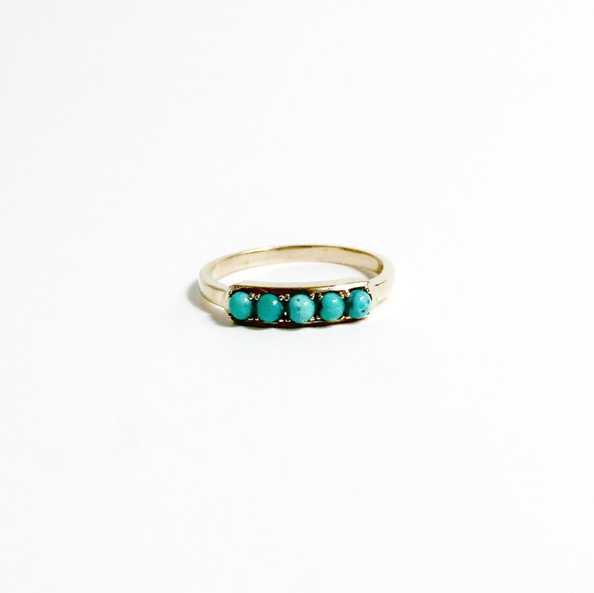 9ct Yellow Gold Seed Turquoise Bridge Ring