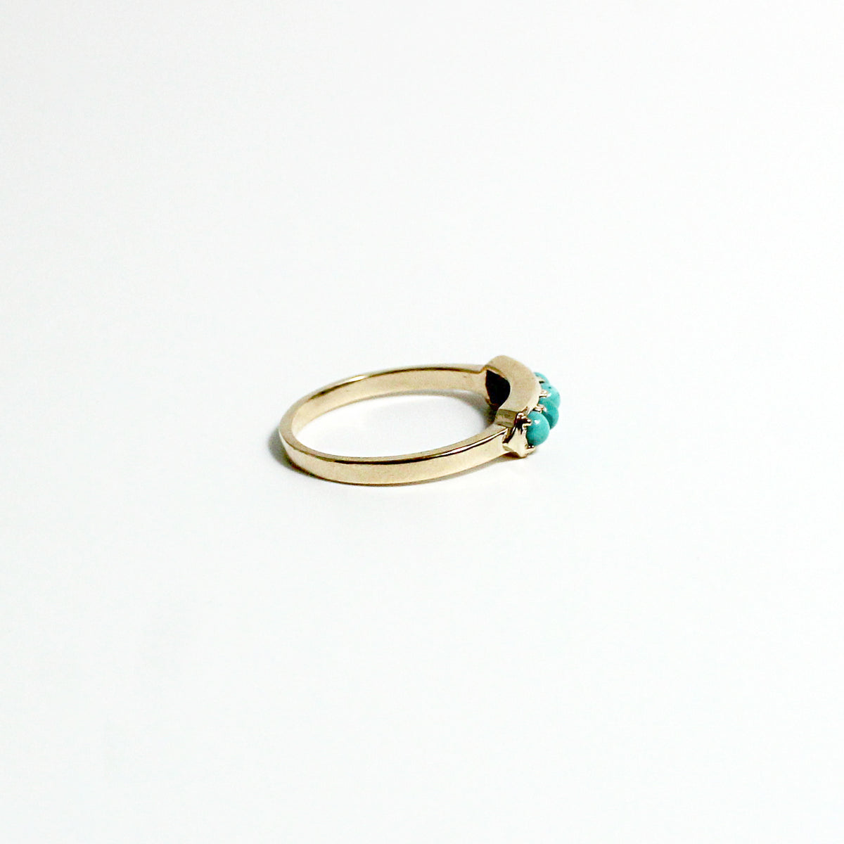 9ct Yellow Gold Seed Turquoise Bridge Ring