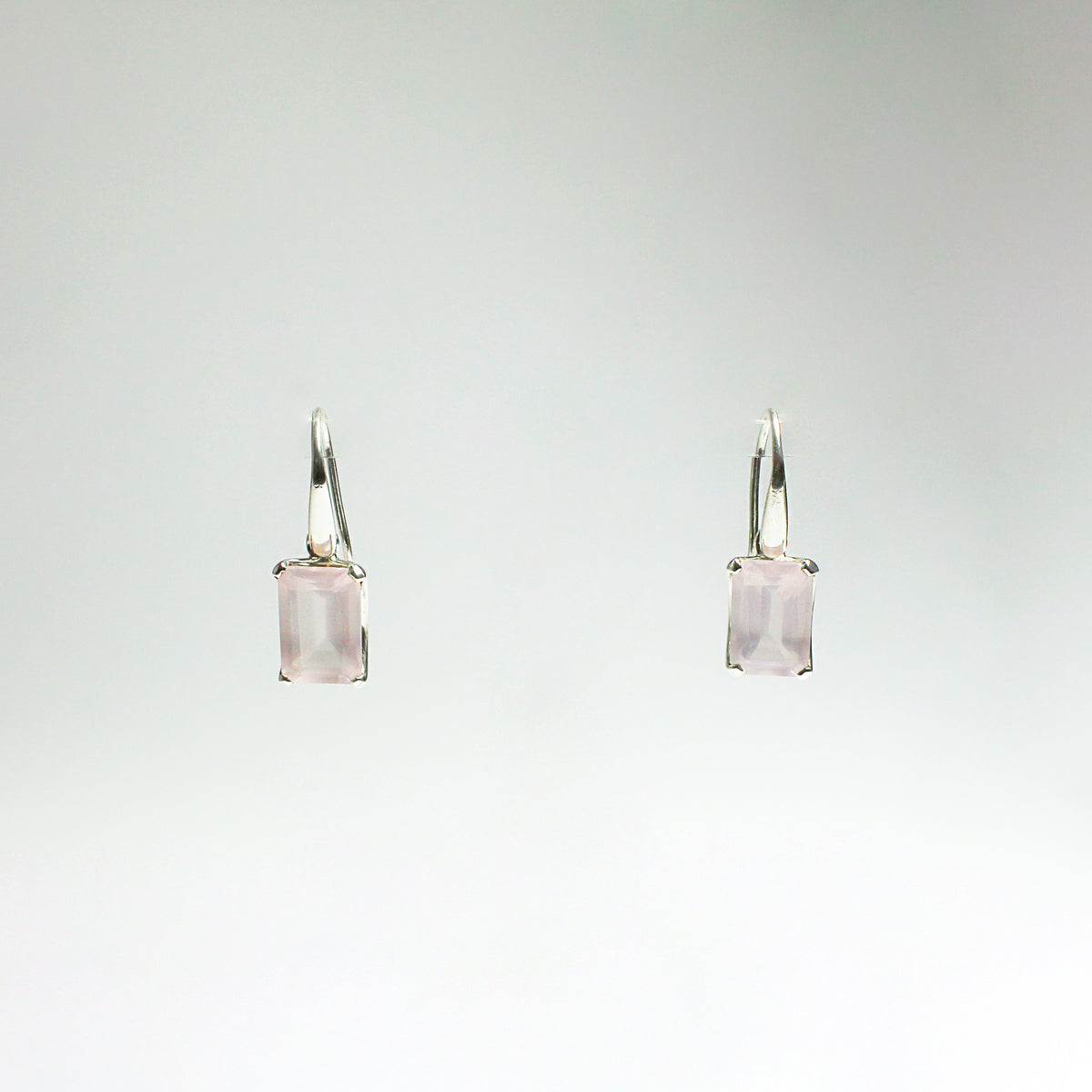 Sterling Silver 3.86ct Rose Quartz Hook Drop Earrings