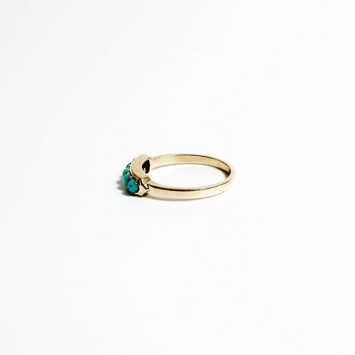 9ct Yellow Gold Seed Turquoise Bridge Ring