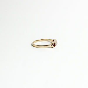 9ct Yellow Gold Ruby and Diamond Bridge Ring