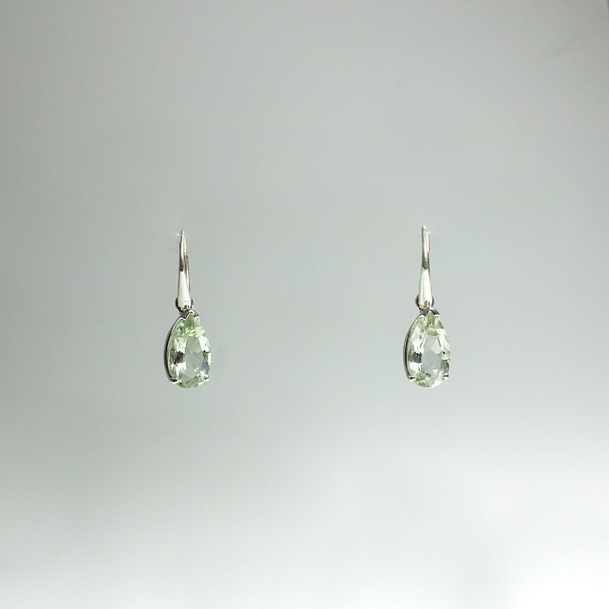 Sterling Silver 3.25ct Green Citrine Hook Drop Earrings
