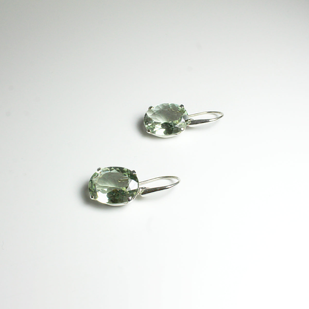 Sterling Silver 6.18ct Green Citrine Hook Drop Earrings