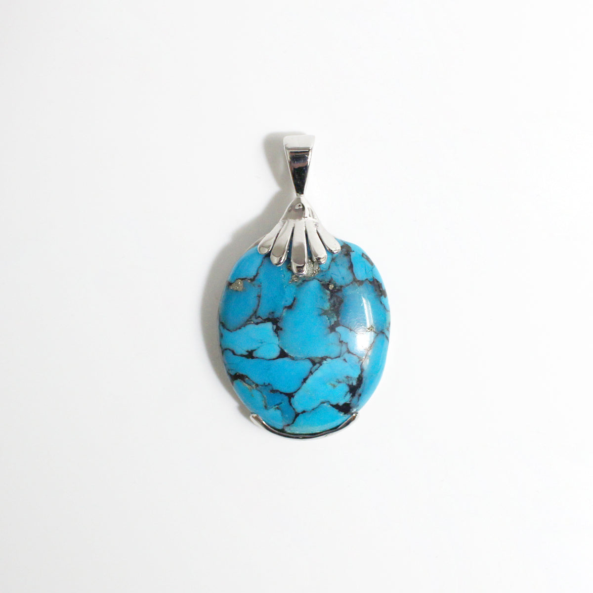 9ct White Gold Turquoise Pendant