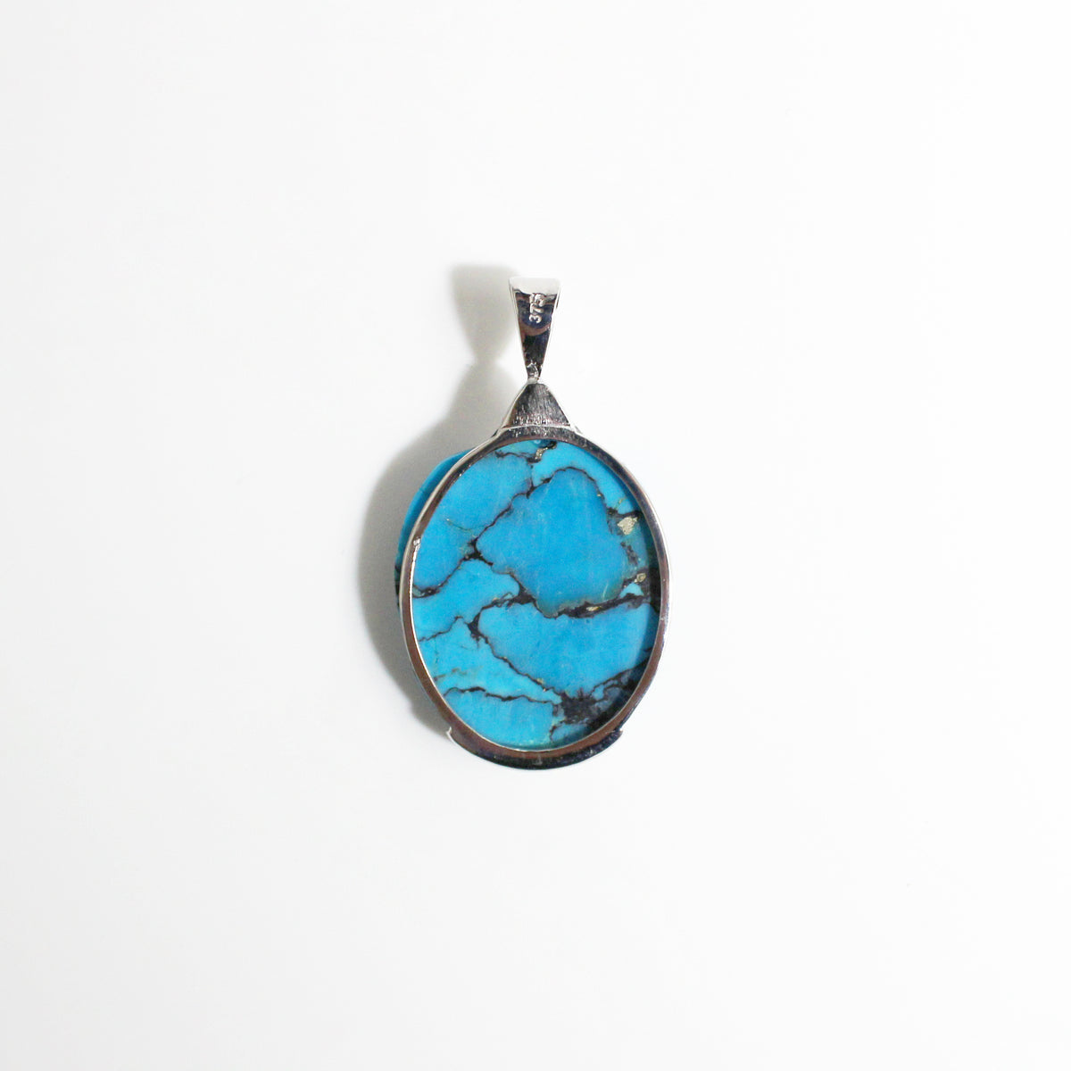 9ct White Gold Turquoise Pendant