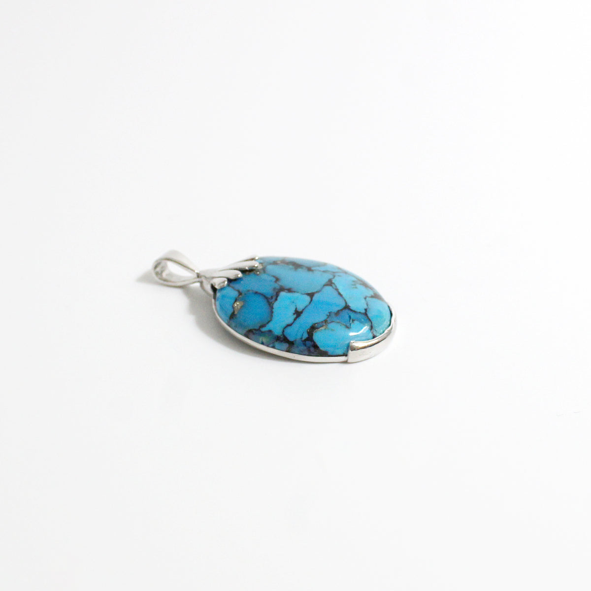 9ct White Gold Turquoise Pendant