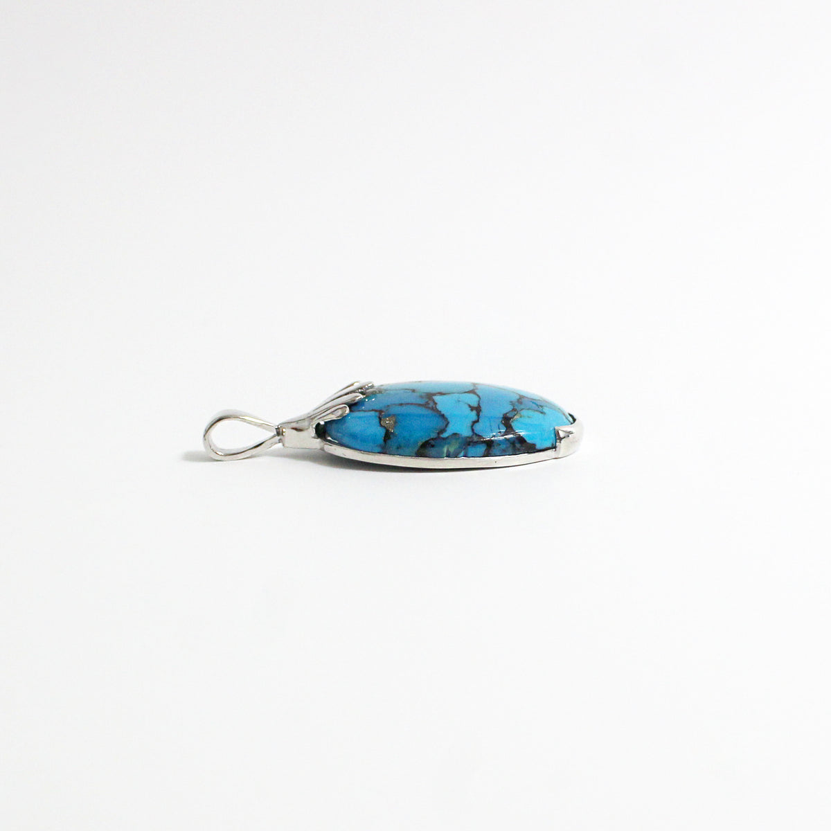 9ct White Gold Turquoise Pendant