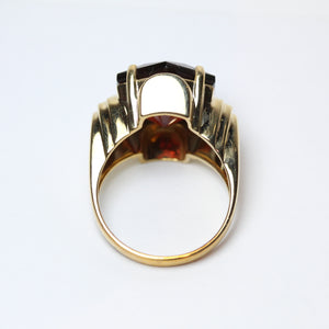 9ct Yellow Gold Hexagonal Cut Garnet Geometric Dress Ring