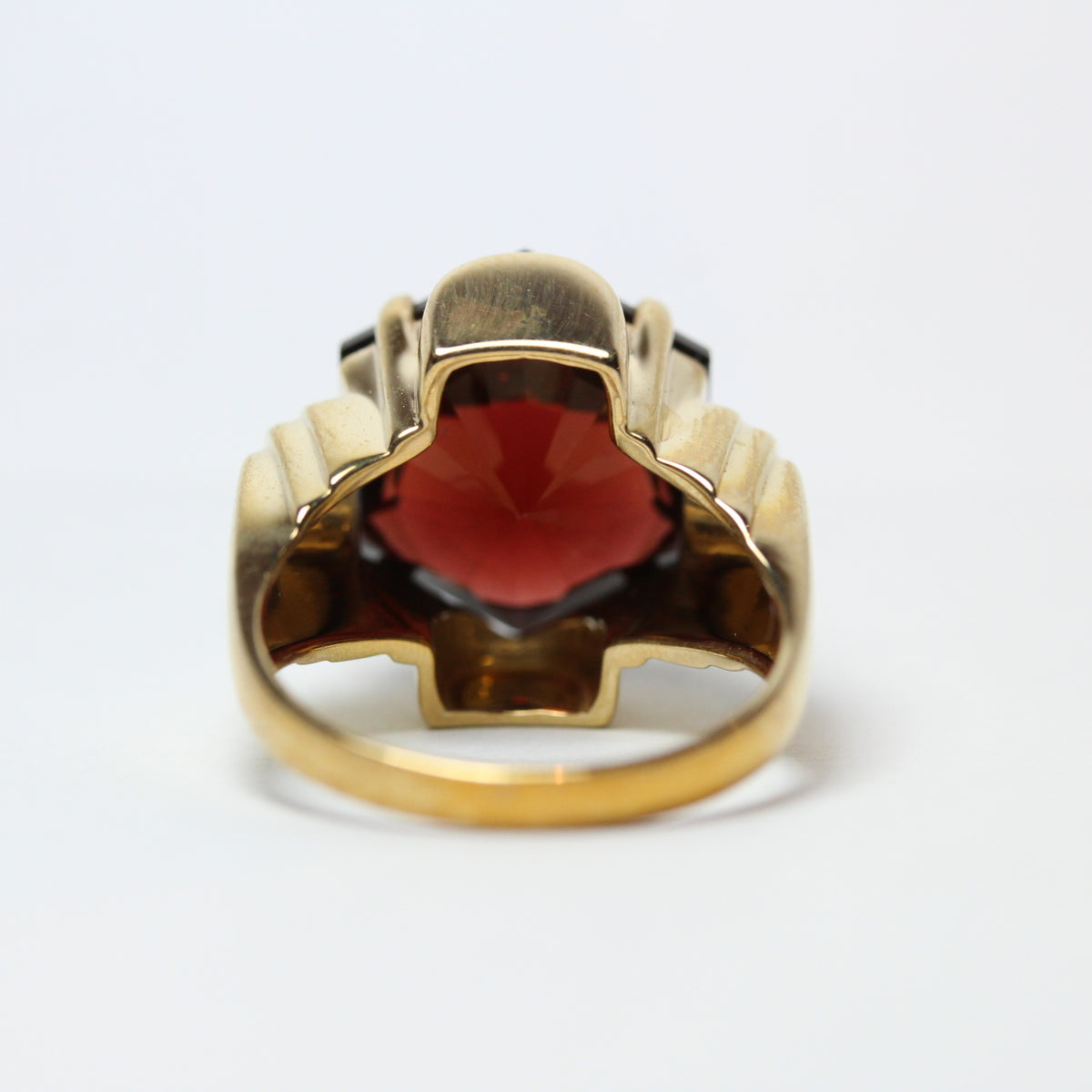 9ct Yellow Gold Hexagonal Cut Garnet Geometric Dress Ring