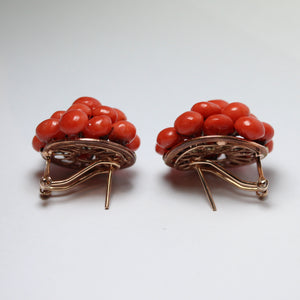 18ct Rose Gold Momo Coral Cluster Clip Back Stud Earrings
