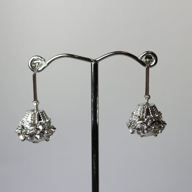 9ct White Gold White and Diamond Stud Drop Earrings